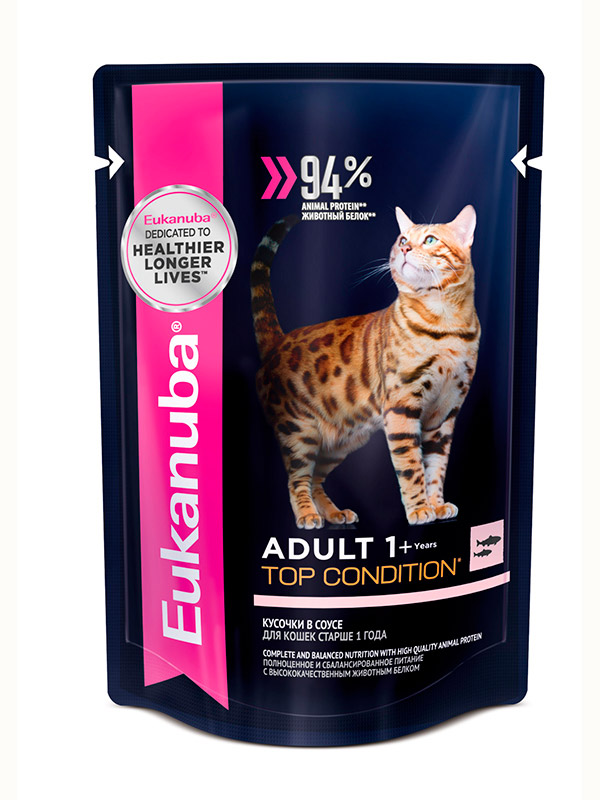 Влажный корм для кошек Eukanuba Adult Top Condition (Лосось в соусе)