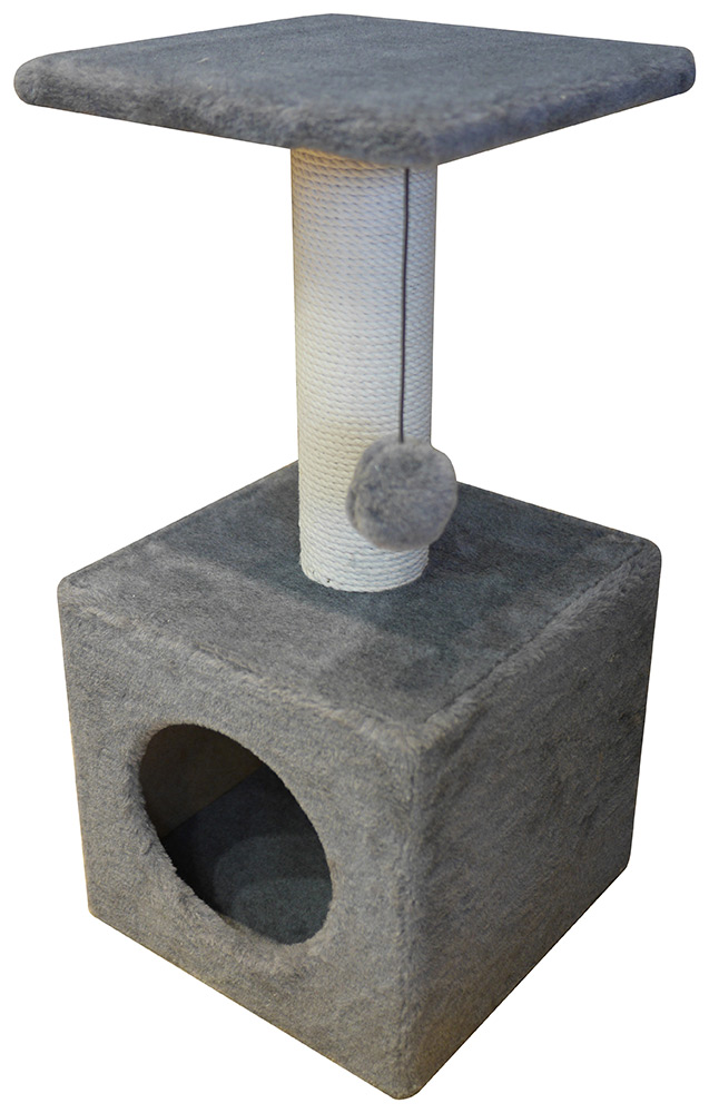 Домик Cat House с полкой с шариком на резинке (мех, хлопок), 65 см