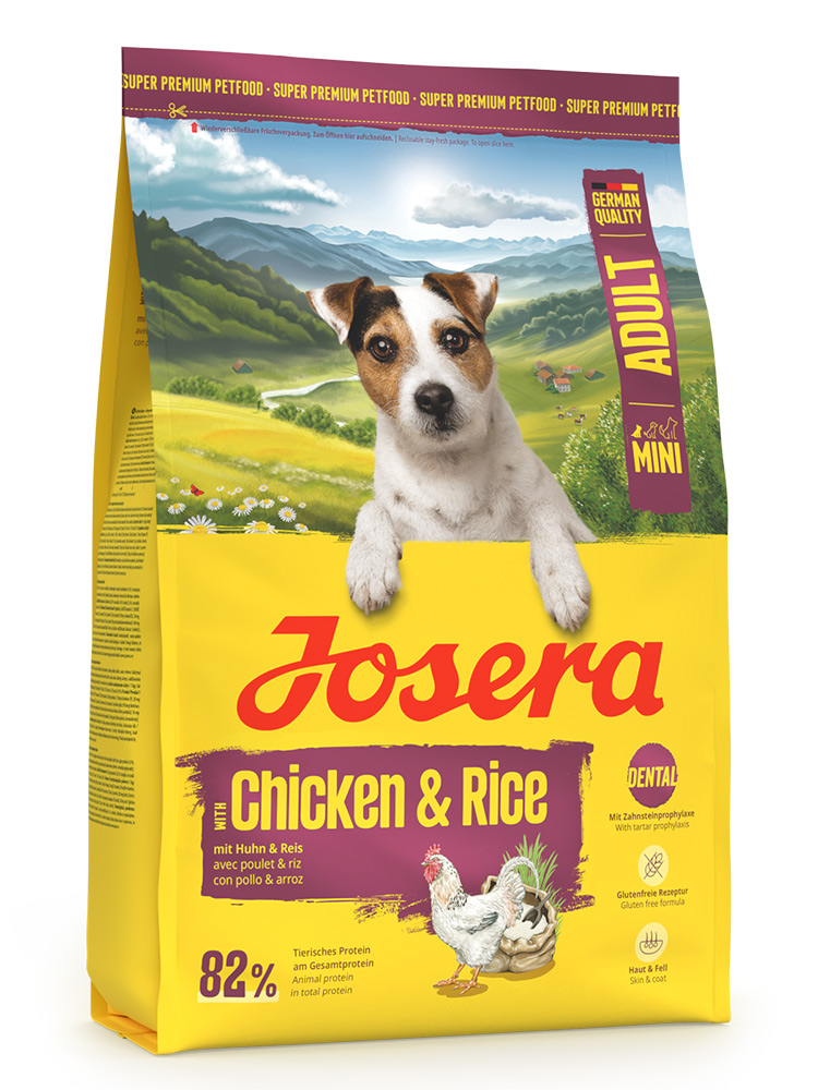 Сухой корм Йозера для взрослых собак мелких пород Mini Adult with Chiken & Rice (Adult Mini/Sensitive 27/16), 10 кг.