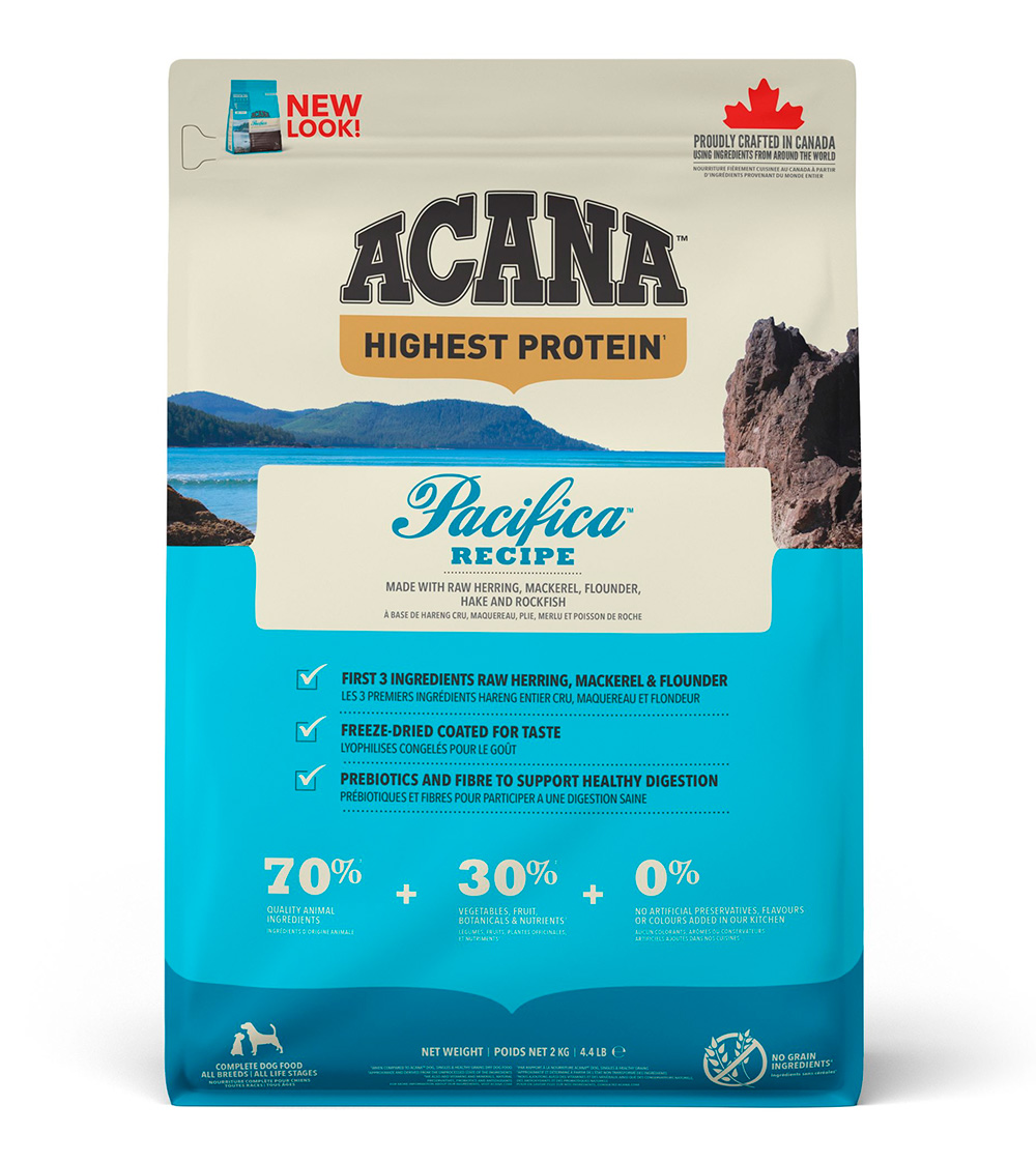 Корм беззерновой Акана Пацифика (ACANA PACIFICA HIGEST PROTEIN) для собак всех пород с рыбой