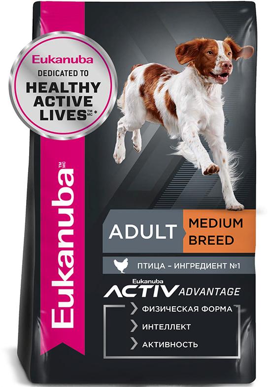 Сухой корм для взрослых собак средних пород от года и старше Eukanuba Adult Medium Breed (Птица)
