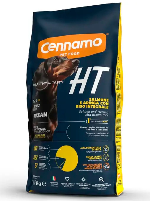 Корм Cennamo HT Adult MINI OCEAN для взрослых собак мелких пород (лосось, сельдь, бурый рис)