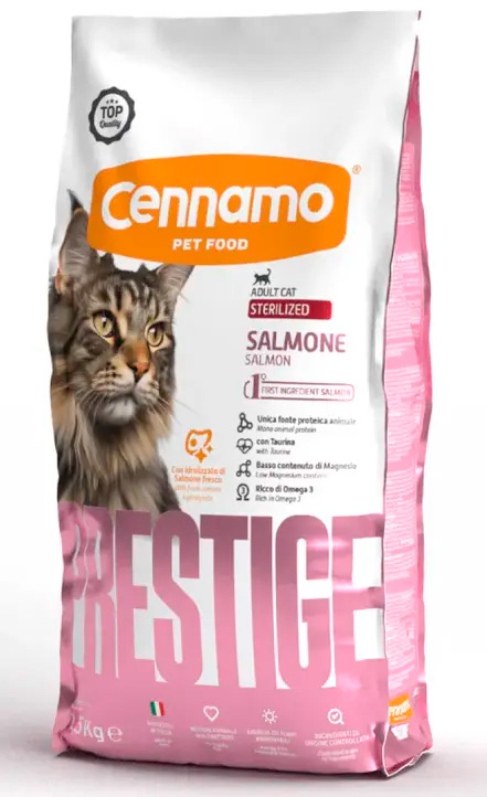 Корм Cennamo Prestige Adult Cat STERILIZED SALMONE для взрослых стерилизованных кошек (лосось)