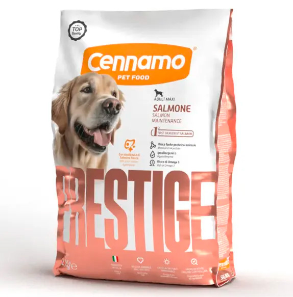Корм монопротеиновый Cennamo Prestige Adult MAXI SALMON для взрослых собак крупных пород (лосось)
