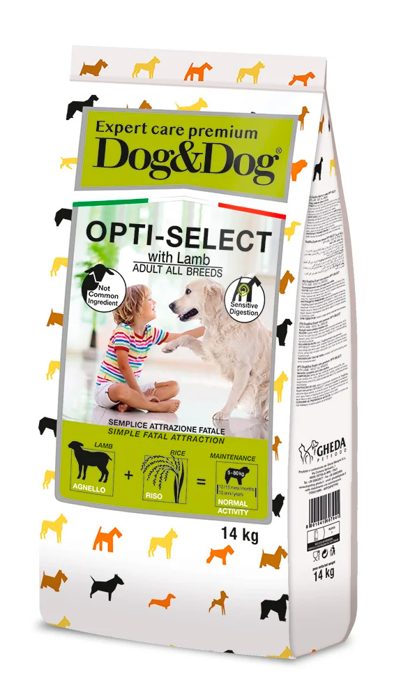 Сухой корм для взрослых собак всех пород Dog&Dog Expert Care Premium Opti-Select (ягненок)