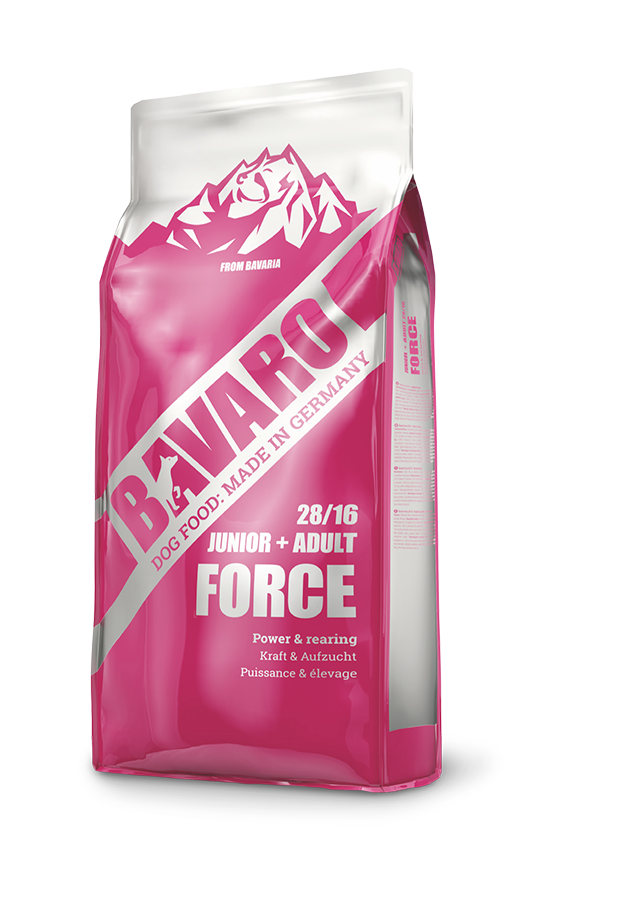 Полнорационный корм премиум класса Баваро Форс для активных собак всех пород и щенков от 2 месяцев (Bavaro Force (Junior/Adult) (Junior/Adult 28/16), 18 кг.