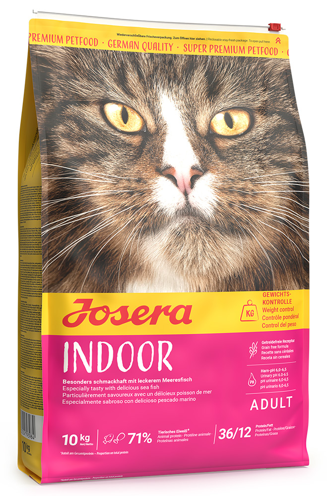 Корм беззерновой для домашних и стерилизованных кошек Josera Indoor (Adult 36/12) (бывший Naturelle), 10 кг.