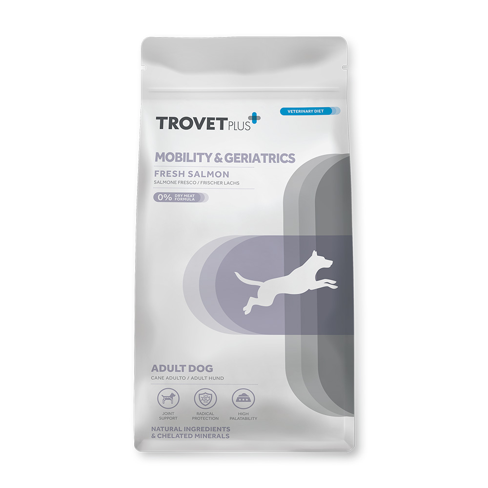 Диетический корм Trovet Plus Adult Dog Mobility & Geriatrics Fresh Salmon для собак для поддержания функции суставов при остеоартрите от 7 до 9 лет (свежий лосось)