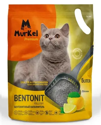 Бентонитовый комкующийся наполнитель Murkel Lemon с ароматом лимона
