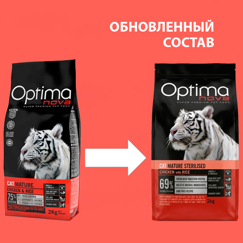 Сухой корм Оптиманова для пожилых кошек Mature Chicken & Rice (курица и рис)