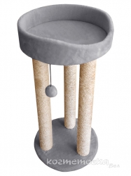 Когтеточка тринога с лежанкой с шариком на резинке (мех, сизаль), 85 см Image 1