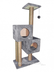 Игровой комплекс двойной домик с шариком на резинке, мех и джут. 1,27 м Image 1