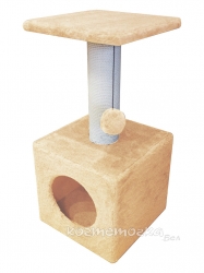 Домик Cat House с полкой с шариком на резинке (мех, хлопок), 65 см Image 1