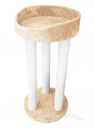 Когтеточка тринога с лежанкой с шариком на резинке (мех, хлопок), 85 см Image 1