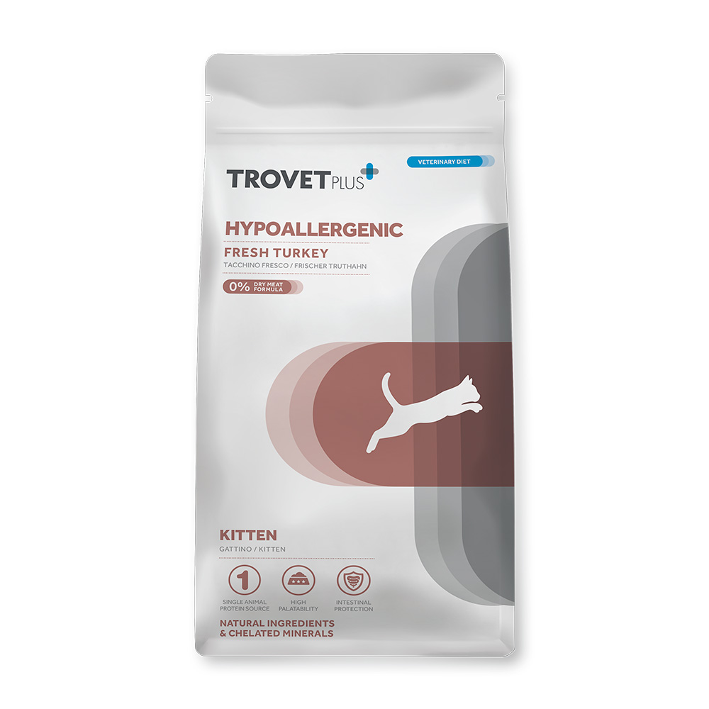 Гипоаллергенный корм Trovet Plus Kitten Hypoallergenic Fresh Turkey для котят с пищевой гиперчувствительностью (свежее мясо индейки)