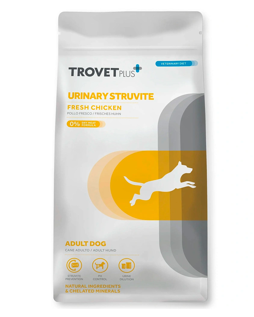 Диетический корм Trovet Plus Adult Dog Urinary Struvite Fresh Chicken для собак при мочекаменной болезни струвитного типа (свежая курица)