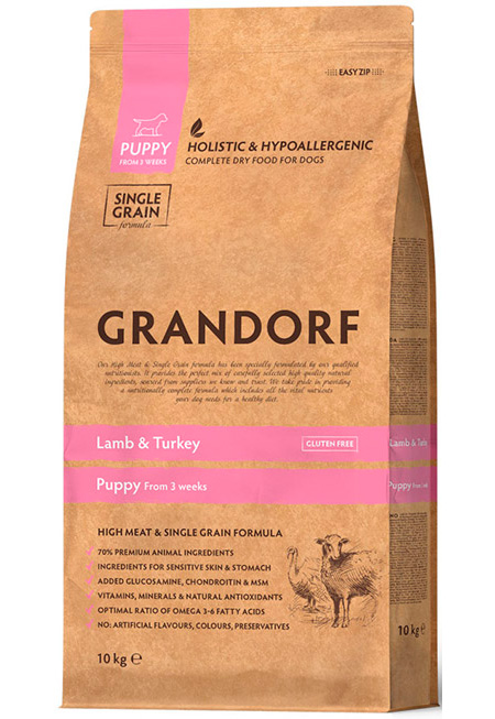 Гипоаллергенный корм GRANDORF DOG Puppy Lamb & Turkey для щенков с 3 недель (Ягненок и индейка)