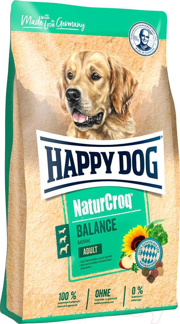 Сухой корм для собак Happy Dog NaturCroq Balance 23/10 (птица, творог и шпинат)